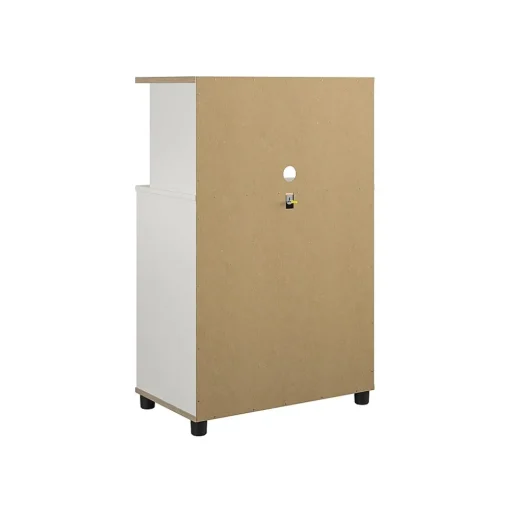System Build Storage Cabinets<Whitmore 42" Microwave Stand with 6 Shelves, Rustic White/Oak (7014500COM)