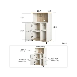 System Build Storage Cabinets<Whitmore 42" Microwave Stand with 6 Shelves, Rustic White/Oak (7014500COM)