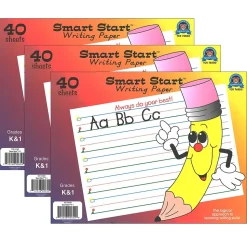 Teacher Created Resources Classroom Paper<Smart Start K-1 Writing Paper, 40 Sheet/Pack, Pack of 3 (TCR76500-3)