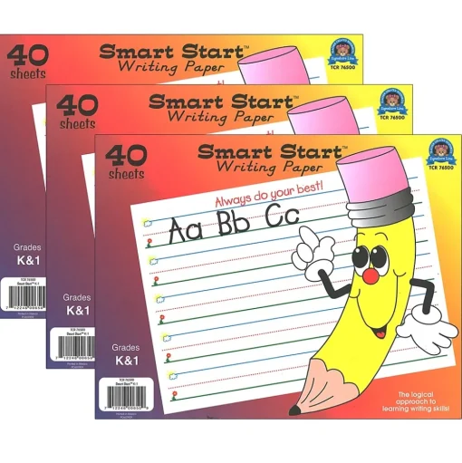 Teacher Created Resources Classroom Paper<Smart Start K-1 Writing Paper, 40 Sheet/Pack, Pack of 3 (TCR76500-3)