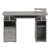 Techni Mobili Corner Desks<Complete Computer Workstation Desk With Storage, Gray (RTA-8211-GRY)