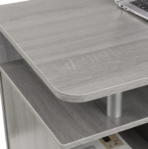 Techni Mobili Corner Desks<Complete Computer Workstation Desk With Storage, Gray (RTA-8211-GRY)