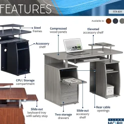 Techni Mobili Corner Desks<Complete Computer Workstation Desk With Storage, Gray (RTA-8211-GRY)