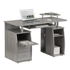 Techni Mobili Corner Desks<Complete Computer Workstation Desk With Storage, Gray (RTA-8211-GRY)