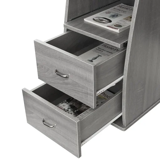 Techni Mobili Corner Desks<Complete Computer Workstation Desk With Storage, Gray (RTA-8211-GRY)