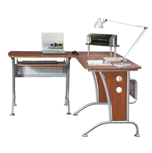 Techni Mobili L-Desks<Deluxe 57"W L-Shaped Desk, Mahogany (RTA-3806-M615)