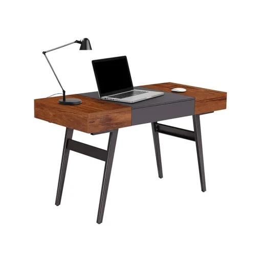 Techni Mobili Office Desks<Expandable 51" MDF Table Desk, Gray/Mahogany (RTA-1854-MAH)