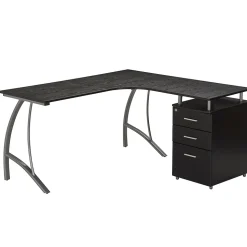 Techni Mobili Corner Desks<Modern L-Shaped Computer Desk with File Cabinet, Espresso (RTA-4804L-ES)