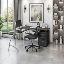 Techni Mobili Corner Desks<Modern L-Shaped Computer Desk with File Cabinet, Espresso (RTA-4804L-ES)