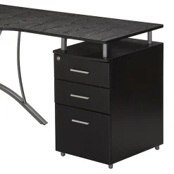 Techni Mobili Corner Desks<Modern L-Shaped Computer Desk with File Cabinet, Espresso (RTA-4804L-ES)