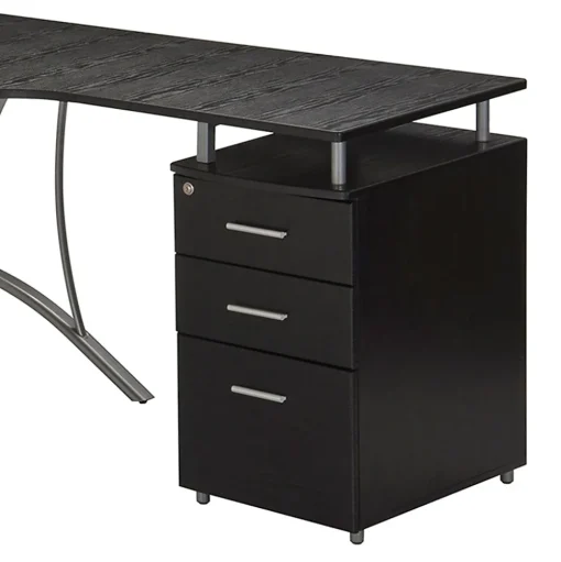 Techni Mobili Corner Desks<Modern L-Shaped Computer Desk with File Cabinet, Espresso (RTA-4804L-ES)