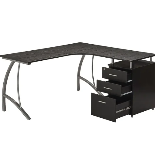 Techni Mobili Corner Desks<Modern L-Shaped Computer Desk with File Cabinet, Espresso (RTA-4804L-ES)