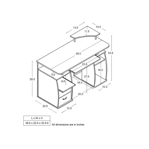 Techni Mobili Computer Desks<47"W Computer Desk, Espresso (RTA-8211-ES18)