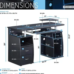 Techni Mobili Computer Desks<47"W Computer Desk, Espresso (RTA-8211-ES18)