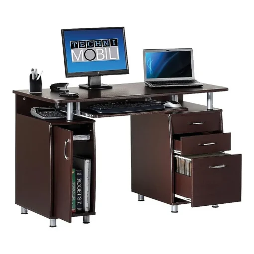 Techni Mobili Corner Desks<47"W Computer Desk, Chocolate (RTA-4985-CH36)