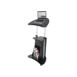 Techni Mobili Standing Desks<22"W Manual Adjustable Standing Laptop Cart, (RTA-B005-BK46)