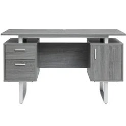 Techni Mobili Corner Desks<51.25"W Modern Office Desk with Storage, Gray (RTA-7002-GRY)