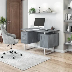 Techni Mobili Corner Desks<51.25"W Modern Office Desk with Storage, Gray (RTA-7002-GRY)