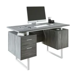 Techni Mobili Corner Desks<51.25"W Modern Office Desk with Storage, Gray (RTA-7002-GRY)