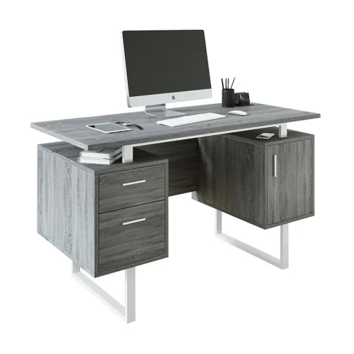 Techni Mobili Corner Desks<51.25"W Modern Office Desk with Storage, Gray (RTA-7002-GRY)