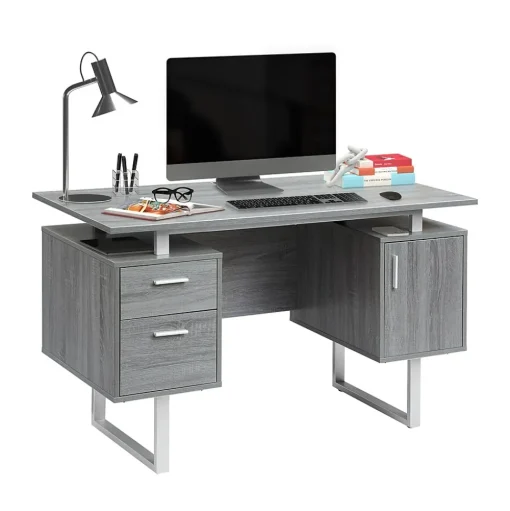 Techni Mobili Corner Desks<51.25"W Modern Office Desk with Storage, Gray (RTA-7002-GRY)