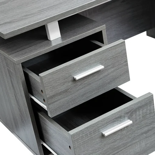 Techni Mobili Corner Desks<51.25"W Modern Office Desk with Storage, Gray (RTA-7002-GRY)