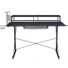 Techni Sport Corner Desks<Carbon Computer Gaming Desk with Shelving, Black (RTA-TS200-BK)