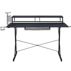 Techni Sport Corner Desks<Carbon Computer Gaming Desk with Shelving, Black (RTA-TS200-BK)