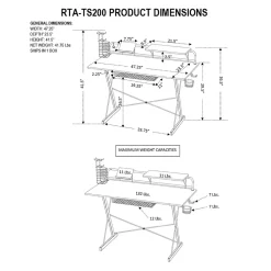 Techni Sport Corner Desks<Carbon Computer Gaming Desk with Shelving, Black (RTA-TS200-BK)