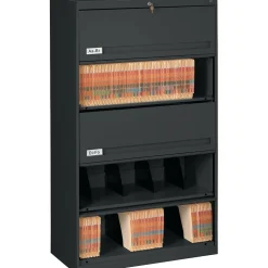 Tennsco File Cabinets<Closed Fixed Shelf Lateral File, Black, 5-Shelf, 63 1/2"H