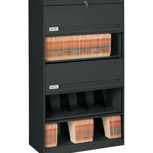 Tennsco File Cabinets<Closed Fixed Shelf Lateral File, Black, 5-Shelf, 63 1/2"H