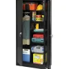 Tennsco Storage Cabinets<Deluxe Combination Storage Cabinet, 6-Shelf, 1 Closet, Black, 78"H x 36"W x 18"D