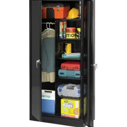 Tennsco Storage Cabinets<Deluxe Combination Storage Cabinet, 6-Shelf, 1 Closet, Black, 78"H x 36"W x 18"D