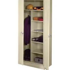 Tennsco Storage Cabinets<Deluxe Combination Storage Cabinet, 6-Shelf, 1 Closet, Putty, 78"H x 36"W x 18"D