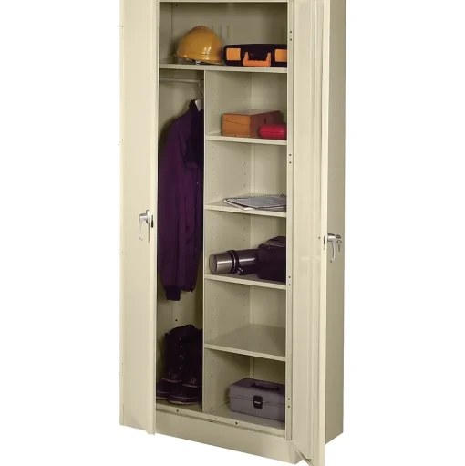 Tennsco Storage Cabinets<Deluxe Combination Storage Cabinet, 6-Shelf, 1 Closet, Putty, 78"H x 36"W x 18"D