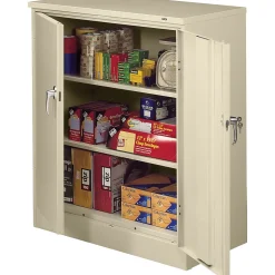 Tennsco Storage Cabinets<Deluxe Counter-Height Storage Cabinet with Double Hinge Doors, 3-Shelf, Putty, 42"H x 36"W x 18"D