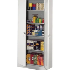 Tennsco Storage Cabinets<Deluxe Storage Cabinet with Double Hinge Doors, 5-Shelf, Light Grey, 78"H x 36"W x 18"D