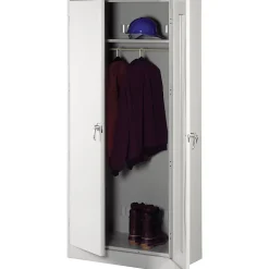 Tennsco Storage Cabinets<Deluxe Wardrobe Storage Cabinet with Double Hinge Doors, 1-Shelf, 1 Closet, Light Grey, 78"H x 36"W x 24"D