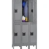 Tennsco Storage Cabinets<Double Tier Locker with Legs, 3 Units, 6 Lockers, Medium Grey, 78"H x 36"W x 18"D