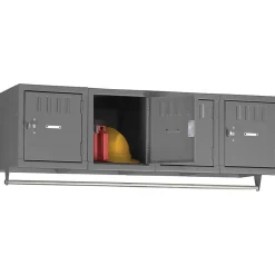 Tennsco Storage Cabinets<Four Person Wall Mounted Box Lockers, 4 Lockers, Medium Grey, 12"H x 48"W x 18"D