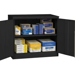 Tennsco Storage Cabinets<Jumbo Counter-Height Storage Cabinet, 2-Shelf, Black, 42"H x 48"W x 24"D