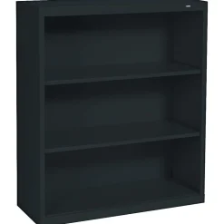 Tennsco Bookcases<Metal 3-Shelf Bookcase, 40" x 34.5" x 13.5", Black (100615)