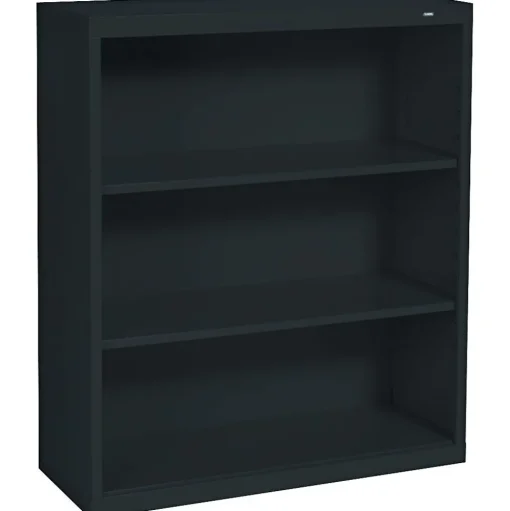 Tennsco Bookcases<Metal 3-Shelf Bookcase, 40" x 34.5" x 13.5", Black (100615)