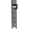 Tennsco Storage Cabinets<Six Tier Box Locker with Legs, Single Unit, 6 Lockers, Medium Grey, 78"H x 12"W x 12"D