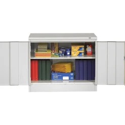 Tennsco Storage Cabinets<Standard Desk-Height Storage Cabinet with Double Hinge Doors, 2-Shelf, Light Grey, 30"H x 36"W x 18"D