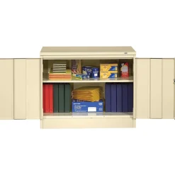Tennsco Storage Cabinets<Standard Desk-Height Storage Cabinet with Double Hinge Doors, 2-Shelf, Putty, 30"H x 36"W x 18"D