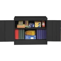 Tennsco Storage Cabinets<Standard Desk-Height Storage Cabinet with Double Hinge Doors, 2-Shelf, Black, 30"H x 36"W x 18"D