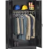 Tennsco Storage Cabinets<Standard Wardrobe Cabinet with Double Hinge Doors, 1-Shelf, 1 Closet, Black, 72"H x 36"W x 18"D