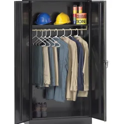Tennsco Storage Cabinets<Standard Wardrobe Cabinet with Double Hinge Doors, 1-Shelf, 1 Closet, Black, 72"H x 36"W x 18"D