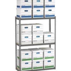 Tennsco Shelving<Z-Line Record Archive Shelving Unit, Supports 6,000 lb., Medium Grey, 60"H x 69"W x 30"D